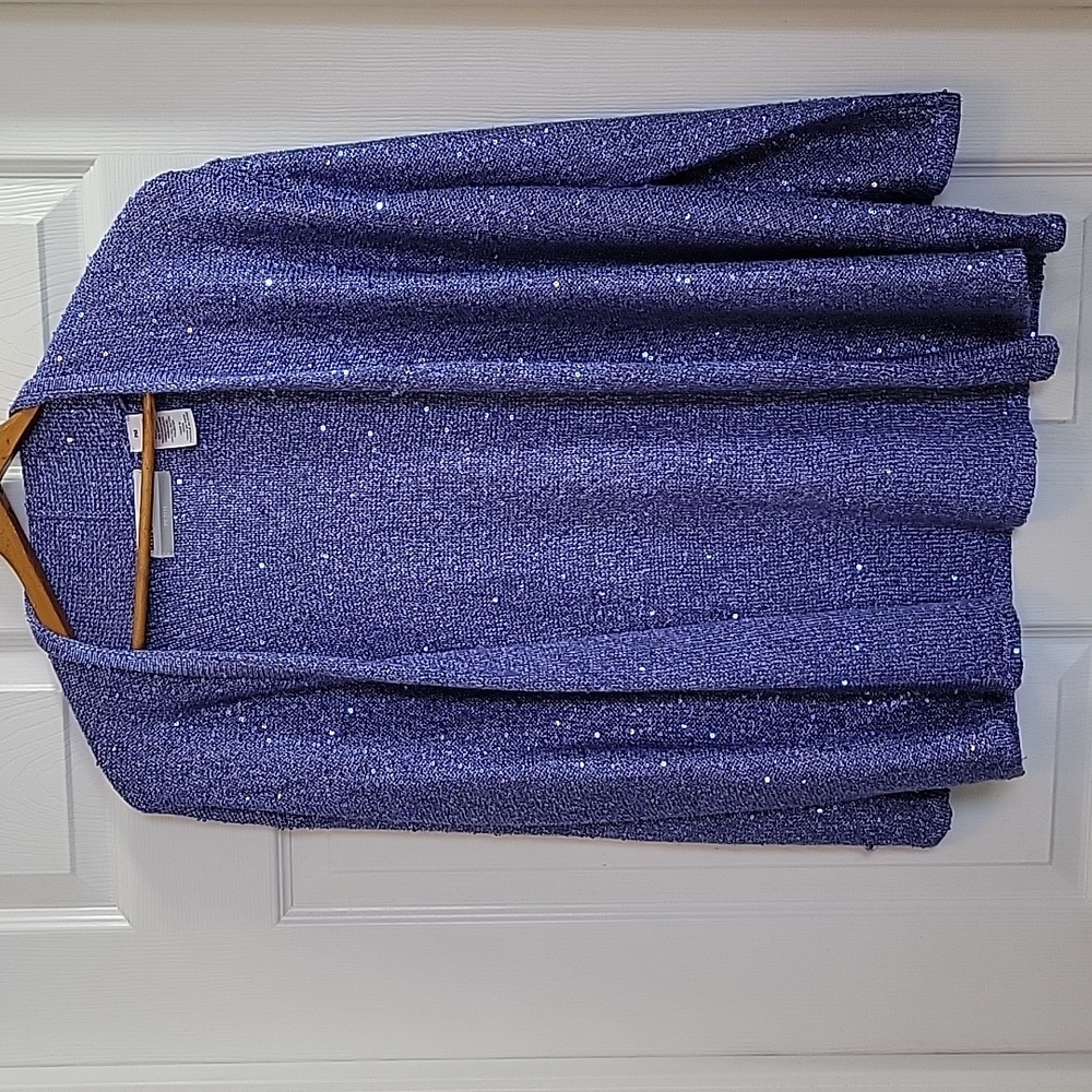 Alfred Dunner Petite Medium Lavender Sequin Top/Sweater.